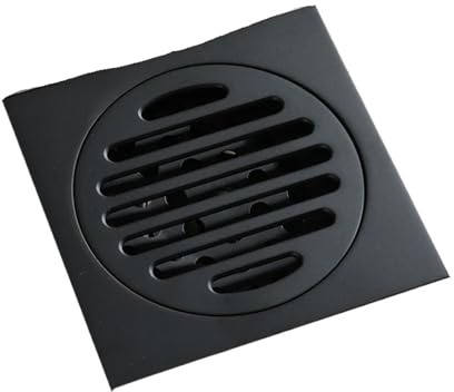 Rejillas De Drenaje Desagües de suelo de 10x10 Cm, desagüe for el suelo de la ducha de latón negro/cromado, desodorante for baño, cubierta de colador de drenaje de suelo cuadrado, residuos de rejilla