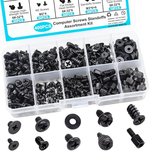 Taiss 400Pcs PC Screws set for Universal Motherboard, SSD, Hard Drive, PC Case, PC Fan, for DIY installation and repair