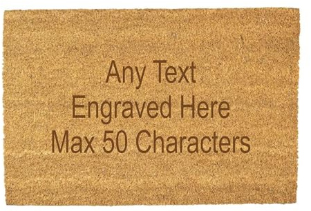 1stclassgifts [Custom] Personalised Engraved Non Slip Coir Door Mat 60cm x 40cm Any Text Engraved