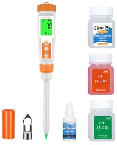 Smart pH Meter for Food - Digital pH Tester with All Accessories | YINMIK Lab pH Meter | pH Thermometer for Food | Professional pH Reader for Hot Sauce, Dough, Cosmetic, Fermentation, Kombucha, Wine