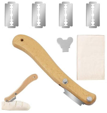CLDURHGE Cuchillo de Panadero Profesional con Cuchilla Intercambiable y Alfombrilla de Amasado 48×36 cm, Cuchillo para Masa 195 mm Ideal para repostería, horneado Artesanal y Pan casero