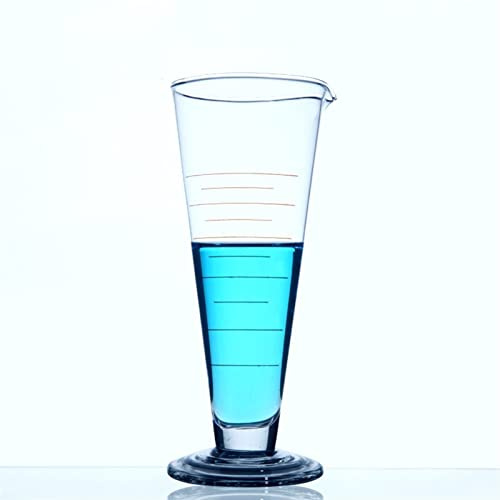 Ryanong Education Supplies - Vaso medidor de vidrio cónico graduado, 2000 ml, vaso de medición triangular, cilindro de laboratorio, equipo químico
