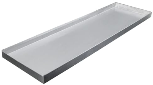 LUNAIZHUO Ölauffangwanne, Edelstahl-Auffangwanne, Hundekäfig Wanne, Auslaufsichere Blumentopf-Wasserauffangwanne, für Waschmaschine, Mini-Kühlschrank, Klimaanlage(Silver,60x20x2cm/24x8x0.8in)