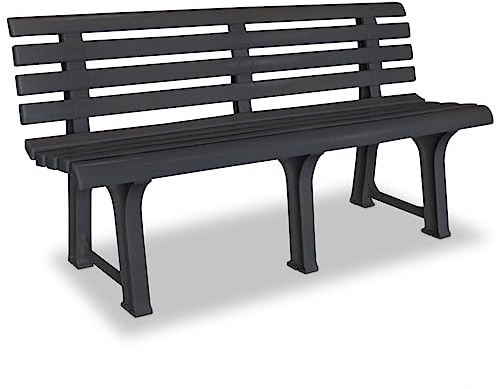 Zeehear Gartenbank 145,5 cm Kunststoff Anthrazit, wetterfest, pflegeleicht, für Terrasse, Garten, Veranda, robuste Outdoor Sitzbank