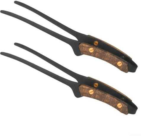 Durashmall Lot de 2 pinces alimentaires en acier inoxydable pour barbecue avec poignée ergonomique en bois antidérapante pour cuisine en plein air, grillades, service et utilisation en cuisine SUS304