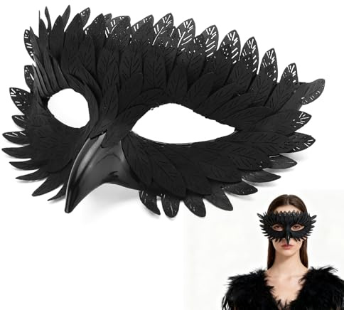 YICH Maschera da corvo, elegante maschera per uccelli, maschera per Halloween