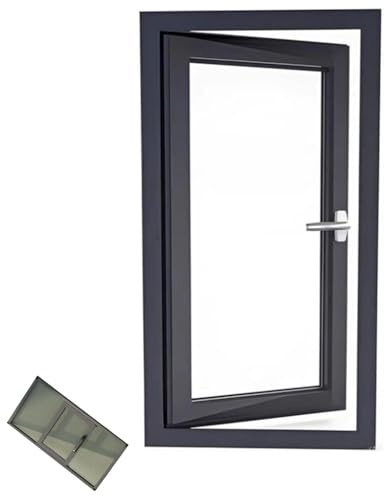 ZIUSFAC Husfönster Härdat Glas Utrymningsfönster 60cm 80cm 100cm Sidohängd Fönster Med Skärm Enkelt Hängt Källarfönster Vänstersida((wxH)40x80cm/15.7x31.5)