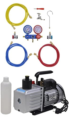 Generico Kit Pompa di Aspirazione 100 L/min con Manometro a 2 Vie,Accessori per condizionatori