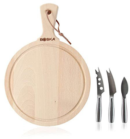 Boska Juego de queso Friends - Tabla de queso redonda con cuchillos de queso - Para cada tipo de queso - Preparar y presentar - Marrón - ⌀ 23 cm