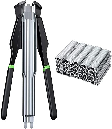 Proster Pinza Sparachiodi C7 Hog Ring Pistola C Clip Chiodatrice Manuale con 2500PZ Chiodi per Materassi Cuscini da Auto Divani Cancelletti Gabbie-Nero