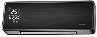 Concept QH4001 Keramik Wandheizung mit Fernbedienung LED-Display Keramik-Wandheizlüfter Timer Lüfterfunktion Oszillation 2000W bis zu 20 m2 Schwarz (Schwarz)