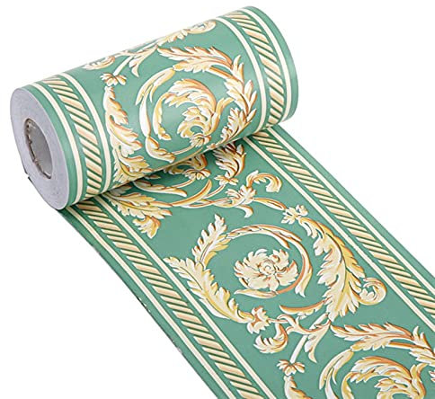 GQQG 10m Bordi Adesivi per Pareti Bordi per Carta da Parati Autoadesivi, Impermeabile, Autoadesiva, Bordo Adesivo per Carta da Parati per Cucina Bagno (Blanco : Verde)