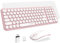 XTREMTEC - Tastiera e mouse wireless, dimensioni compatte, tastiera rotonda retrò, 2,4 GHz, ultra-sottile, silenziosa, estetica per laptop, iMac, Windows, layout US (Sakura rosa)