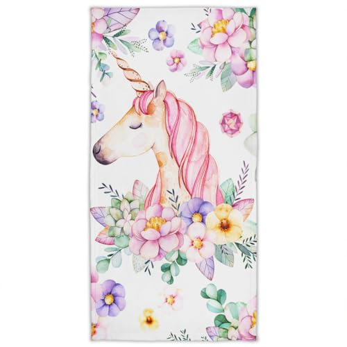Zomer Strandtuch 70x140cm,Bedrucktes Mikrofaser Badetuch-Rosa Einhorn