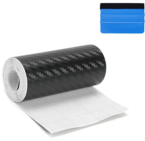 NewL 3D kolfiber svart vinylfolie tejp 10 cm x 900 cm luftutlösande självhäftande vinylfolie för bilar repfri bildörrtröskelskydd för biltröskel