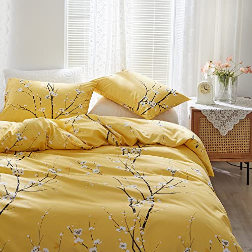 Freyamy Housse de Couette 220x240 Branche d’Arbre Parure de lit 2 Personne en Microfibre avec Fermeture Éclair Réversible Sets de Housse Couette avec 2 Taie d'oreiller 65 x 65 Linge de Lit Imprimé