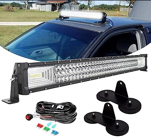 PICAA LED Lichtleiste KFZ, 32 Zoll 405W LED Arbeitsscheinwerfer mit Magnetische Halterung en 12V Kabelbaum Kit, Offroad 4X4 Lightbar Lichtbalken Zusatzscheinwerfer Auto