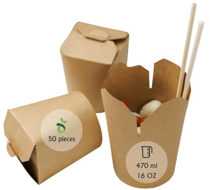 ECOPICNIC Boîte à nouilles en papier kraft 470ml (50 pièces/lot)