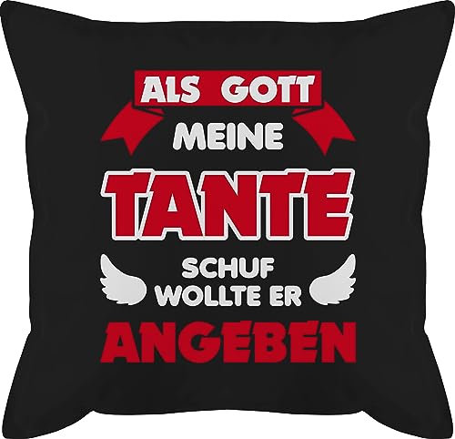 Kissen 50x50 - Deko - Als Gott Meine Tante Schuf - 50 x 50 cm - Schwarz - Geschenk für Auntie teyzem Aunt teyze Tante. tanten tantes Aunts Beste Tante￼ sprüche die Geschenke+für+Tante Fuer