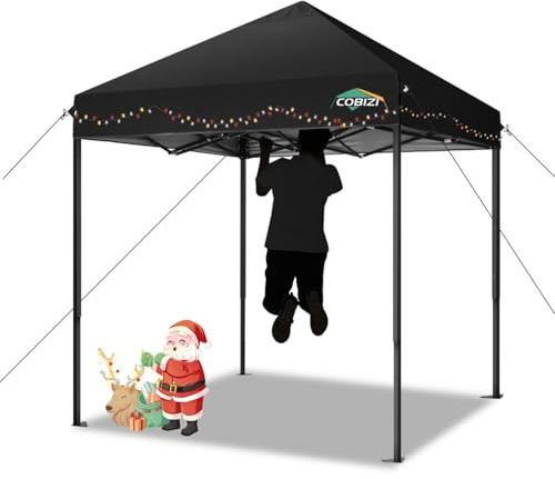 COBIZI Falpavillon 2x2m Wasserdicht Stabil Winterfest Pop Up Pavillon, Ez auf Outdoor Faltbar Gartenzelt, Partyzelt Faltzelt, Einstellbare Höhen, UV-Schutz 50+, Schwarz