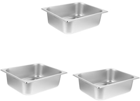 Kisangel 3pièces Bac De Service Acier Inoxydable Pour Buffet Récipient Alimentaire Profond Pour Stockage De Nourriture Et Présentation De Plats Lors De Fêtes Et Réunions