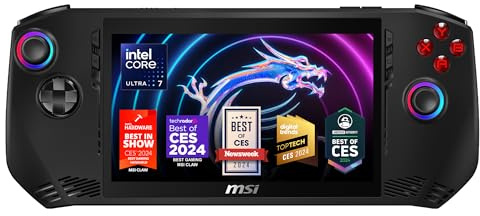 MSI Claw PC Gaming palmare: Intel Ultra 7-155H, display FHD 120Hz da 7 pollici, LPDDR5 da 16 GB, SSD NVMe da 512 TB, lettore di schede MicroSD, Thunderbolt 4, Win 11 Home: Black A1M-051US