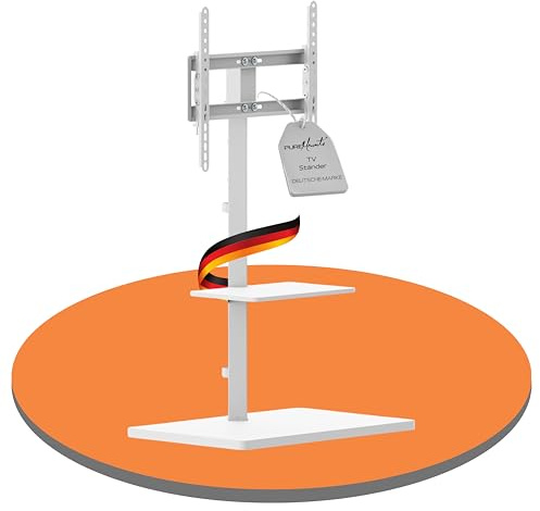 PureMounts TV Standfuß Halterung 32–65 Zoll VESA 400x400 höhenverstellbar | TV Halter Halterung Fernsehständer für 32-65 Zoll Samsung LG Philips Panasonic, Standfuß, Kabelmanagement, 35kg Traglast
