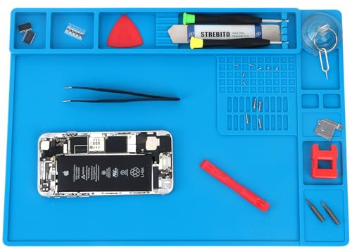 STREBITO Soldering Mat Electronics Repair Mat, Silicone Work Mat Heat Resistant 932°F, Magnetic Mat for Screws and Tools, Solder Mat Silicone Pad for Watch, Phone, Eyeglass, Knife, Size 13.8 x 9.9
