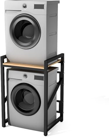 WPPTNSFY Meuble Machine à Laver et Seche Linge, Superposition Lave Linge Seche Linge, Meuble Machine à Laver, 3 Réglable en Hauteur, Capacité Charge 300kg, 73x63x100cm