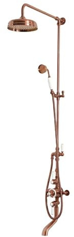 MILANO Rigid Riser Mixer Valve Round Shower Head Handset Bath Spout Copper