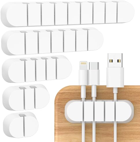 Kabelhalter Kabelclips, 5 Stück Kabelmanagement, Mit 2 Farben von Kabel Organizer für Schreibtisch, Netzkabel, USB Ladekabel, Ladegeräte, Audiokabel, Büro und Privatanwender