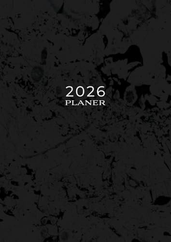 2026 Planer: Terminkalender mit Uhrzeiten 5 bis 23h Tag | 1 Woche auf 2 Seiten mit Zeit Wochenplaner | A4 Buchkalender | Kalenderbuch Timer ... Terminplaner | Jahresplaner Edel Schwarz