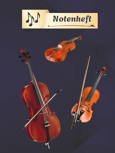 Notenheft Geige Notenbuch Cello Violine Musikunterricht Bratsche Notenlinienheft Große Lineatur Geigenunterricht Anfänger Violoncello Kontrabass ... da Gamba Notensysteme Musiker Rebec 01A05