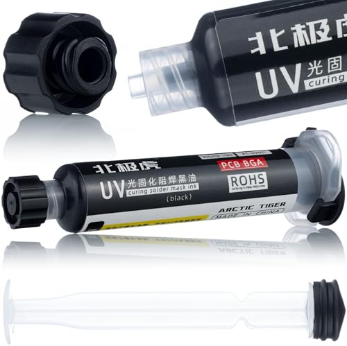 Rosfix Soudure Masque UV Noir 10ml – Résine de Protection PCB | Non Conductrice | Durcissement Rapide 365nm | Pour Réparation Circuits Imprimés | Accessoire Électronique