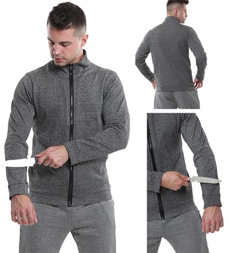Generico Abbigliamento Antitaglio A 5 Livelli, Giacca Tattica Anti-Coltello, T-Shirt Anti-Coltello A Maniche Lunghe, Gilet Anti-Coltello da Uomo, Abbigliamento di Sicurezza Anti-Taglio(XXL)