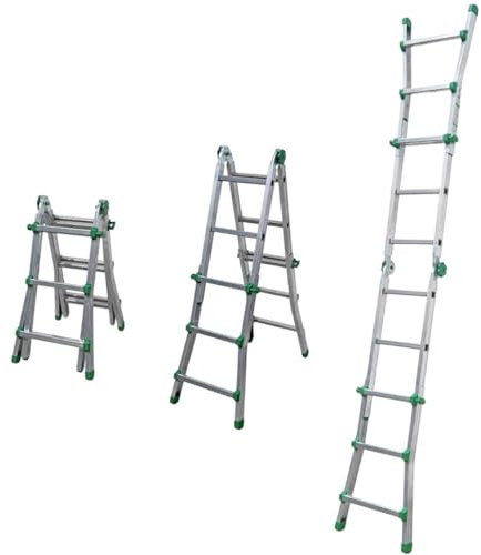 ESCALIBUR – AK TELE - Scala Telescopica in Alluminio con Piastra di Sicurezza e Cerniera Automatica- Scala Pieghevole, Allungabile e Portatile per Riparazioni Domestiche, 3+3 Gradini | Portata 150kg