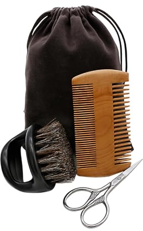 Sharplace Set de Cuidado de Barba Y Bigote para Hombres para Suavizar Y Cuidar con Mini Tijeras