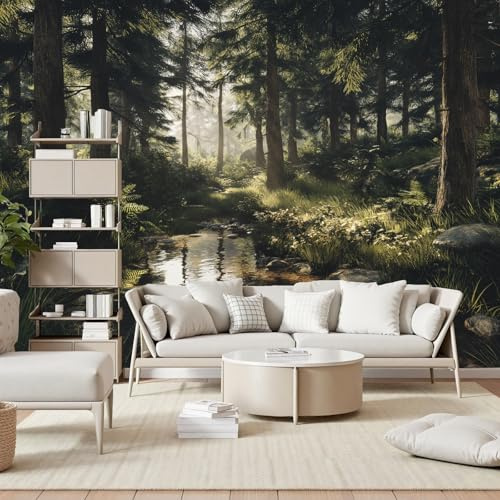 Gaqinhh Forêt Nature Paysage Papier Peint Panoramique, Jungle Forêt Tropicale Arbres Papier Peint Salon, Tapisserie Murale Intissé Wallpaper 3d Chambre Cuisine Salle de Bain, 350 x 256 cm