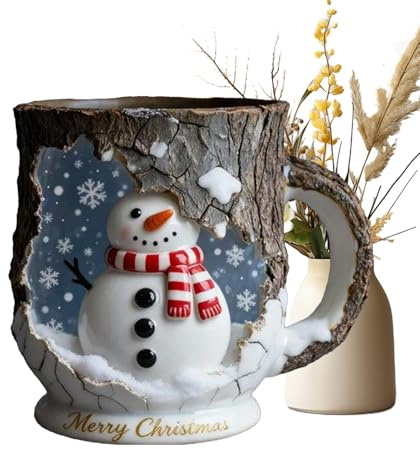 kinrguiyuez Tazze da caffè natalizie, da tè con motivo Babbo Natale, corteccia crepata, per viaggi, casa, tavolo, centrotavola, festa di inaugurazione della casa