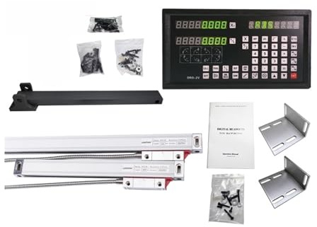 Linear Scale, DRO-2V Digital readout AC90-260V & 2 Pieces 0-1000mm Linear s Scale Encoder Grating Ruler For Lathe milling machines for Mill Machine(0.001mm complete kit)