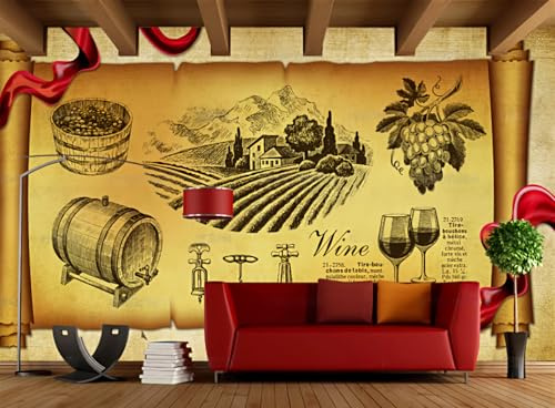 Vintage handmålad tapet för källare, bar, hotell, café, restaurang, väggmålning, 3D, 200 x 140 cm