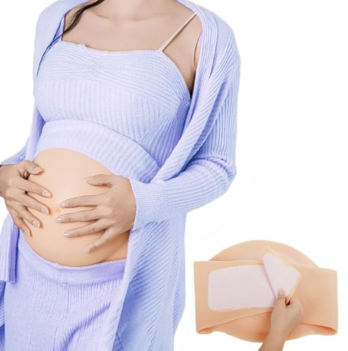 YRZGSAWJ Faux Ventre de Grossesse 3 Mois Réaliste Silicone Ventre Femme Enceinte Artificiel (Blanc ivoire)