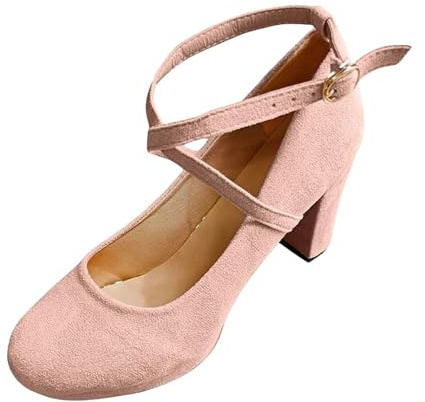 Scarpe da donna in pelle con tacco, décolleté da donna classiche, eleganti scarpe da ballo in pizzo, scarpe da sposa, alla moda, per il tempo libero, traspiranti, scarpe da sera comode, Colore: rosa