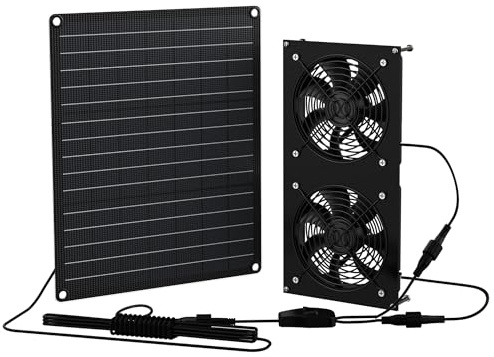 Ventilatore a pannello solare da 12 W, ventola solare per pollaio, serre, capanni, case per animali domestici, scarichi di finestre