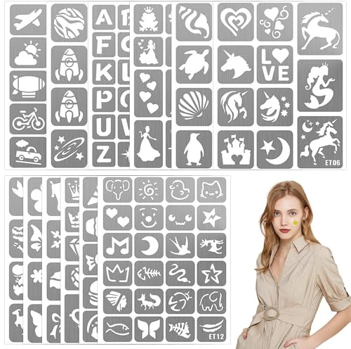 183 Schablonen Textilgestaltung für Airbrush, Make-up, Tattoos und DIY | Kinderschminken Schablonen mit vielseitigen Motiven für Gesicht, Körper, Stoffdesign, Partys, Festivals und Malprojekte.