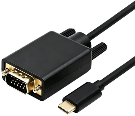 MewHunk Câble USB C vers VGA 1.8M, Adaptateur USB Type-C vers VGA Compatible Résolution jusqu'à 1920x1080@60Hz, Les appareils incompatibles ne fonctionneront pas.