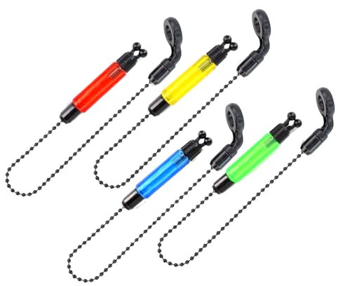 Hirisi Tackle Swinger für Karpfenangeln, Angeln, mit Bissanzeiger, rot, gelb, blau, grün, 4 Stück, Multiple