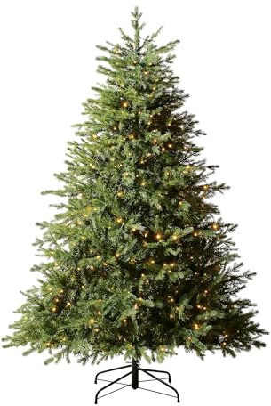 WeRChristmas Pre-lit Windsor Fir Function Christmas Tree with 500 Multi Dual LED Lights, Green, 7 feet/2.1 m, WRC-8528 | 7ft Pre Lit Christmas Tree, Warm White LED Pre Lit, Over 3,100 Mixed PE & PVC Tips, 500 Dual LEDs, Foot Pedal, 2.1m