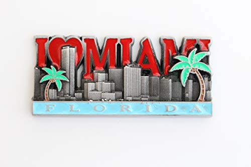 Kühlschrankmagnet mit Städtemotiv, z. B. Venedig, Paris, Rom, Prag, Amsterdam, Barcelona, Dubai, Thailand, aus Metall, tolles Souvenir, schöner Dekoartikel, metall, Silber Florida