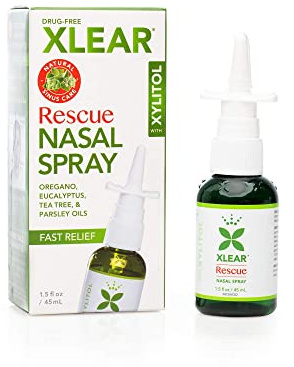 Xlear Rescue Natural Nasal Spray with Xylitol, Oregano and Tea Tree, 1.5 fl oz (Pack of 2)